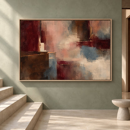 Burgundy Blush Abstract Canvas Art for Modern Interiors