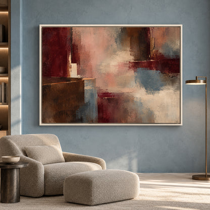 Burgundy Blush Abstract Canvas Art for Modern Interiors