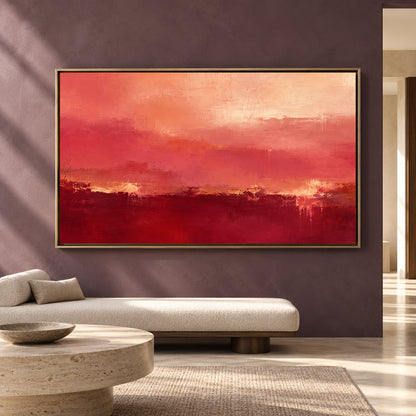 Crimson Sunset Abstract Canvas Art Modern Red Wall Painting