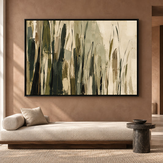 Olive Green Botanical Abstract Canvas Art Modern Wall Decor