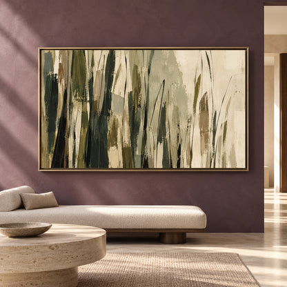 Olive Green Botanical Abstract Canvas Art Modern Wall Decor