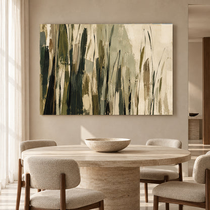 Olive Green Botanical Abstract Canvas Art Modern Wall Decor