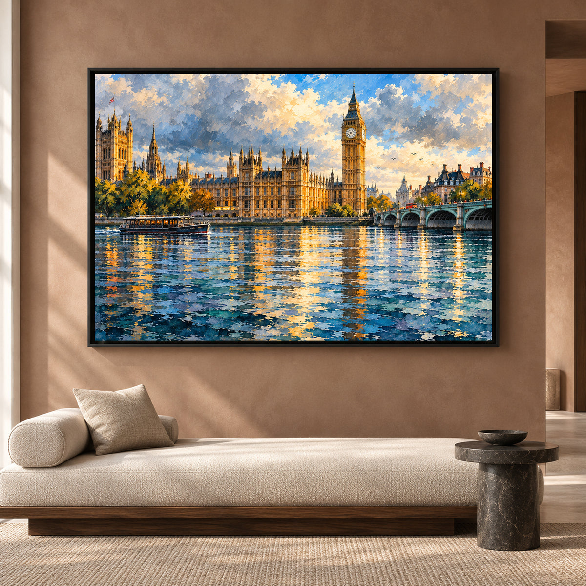 Big Ben London Canvas Art Thames Cityscape Painting