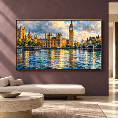 Big Ben London Canvas Art Thames Cityscape Painting