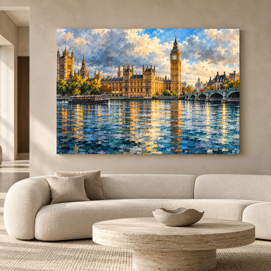 Big Ben London Canvas Art Thames Cityscape Painting