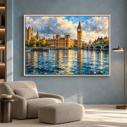 Big Ben London Canvas Art Thames Cityscape Painting