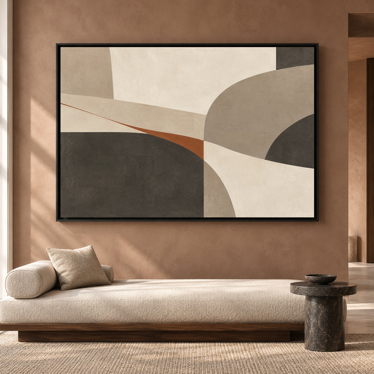 Neutral Geometric Abstract Canvas Art for Modern Interiors