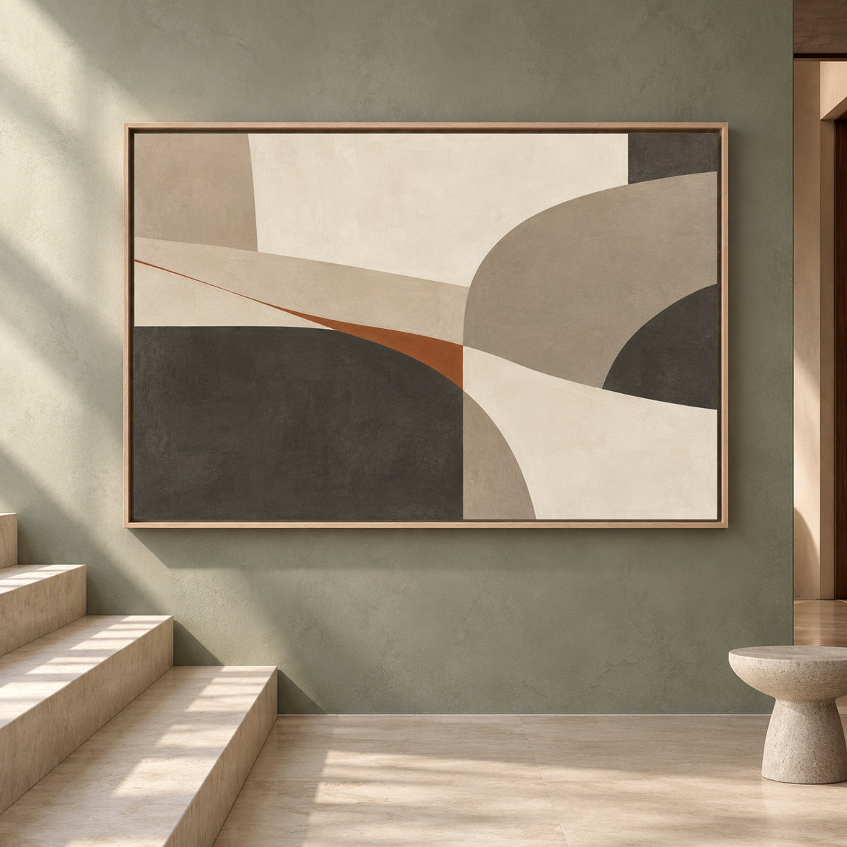 Neutral Geometric Abstract Canvas Art for Modern Interiors