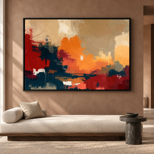 Bold Abstract Canvas Art Orange Red Navy Contemporary Painting