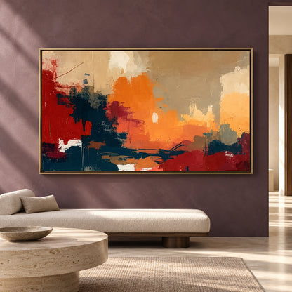 Bold Abstract Canvas Art Orange Red Navy Contemporary Painting