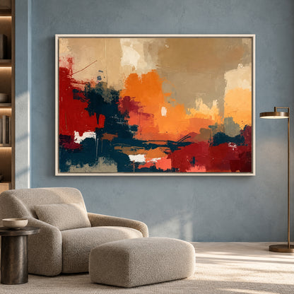 Bold Abstract Canvas Art Orange Red Navy Contemporary Painting