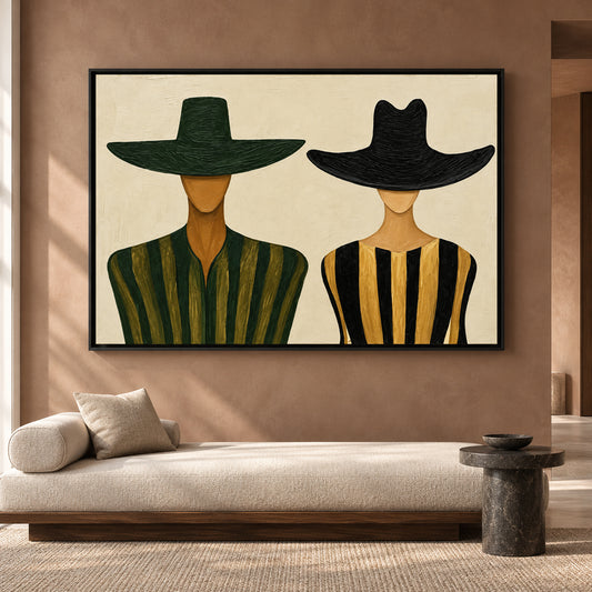 Fashion Figure Canvas Art Black Gold Green Modern Wall Decor