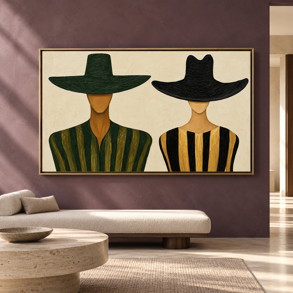 Fashion Figure Canvas Art Black Gold Green Modern Wall Decor