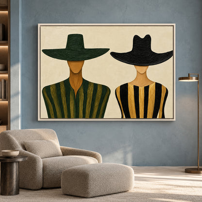 Fashion Figure Canvas Art Black Gold Green Modern Wall Decor