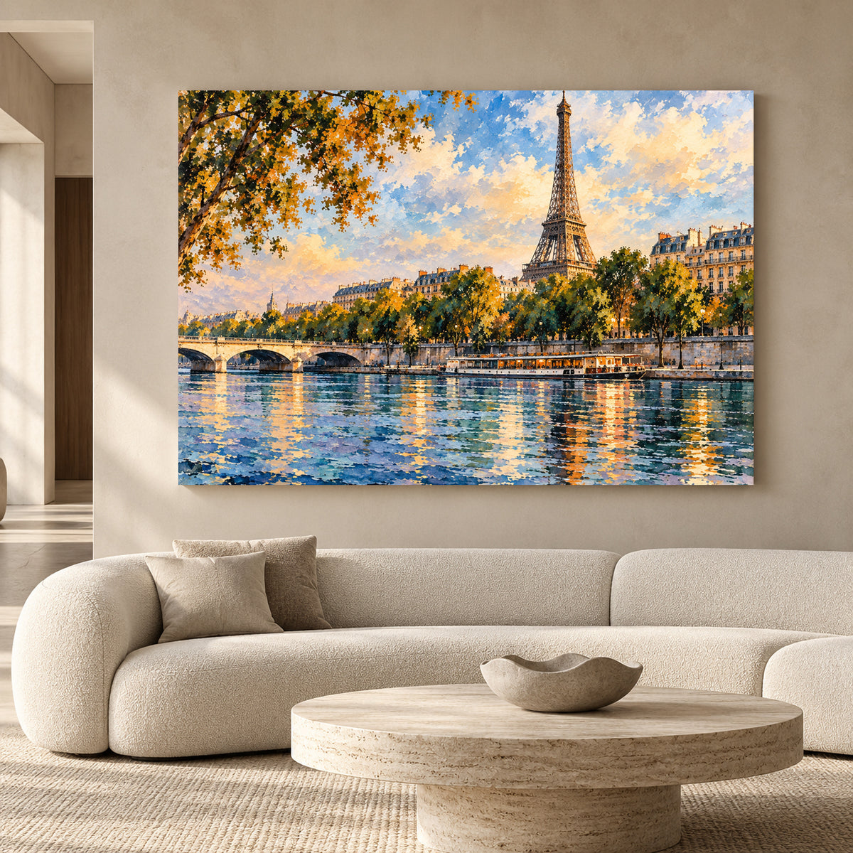 Eiffel Tower Paris Canvas Wall Art Impressionist French Cityscape