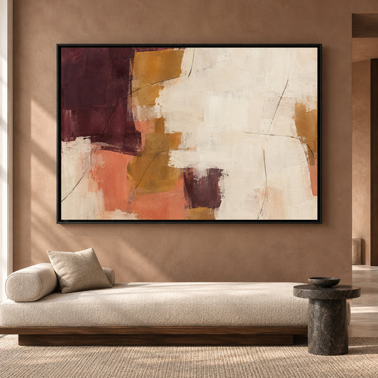 Burgundy and Terracotta Abstract Canvas Wall Art Modern Painting