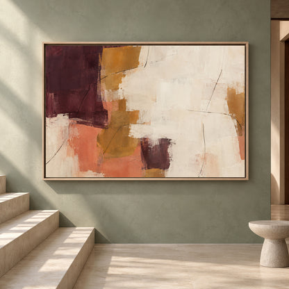 Burgundy and Terracotta Abstract Canvas Wall Art Modern Painting