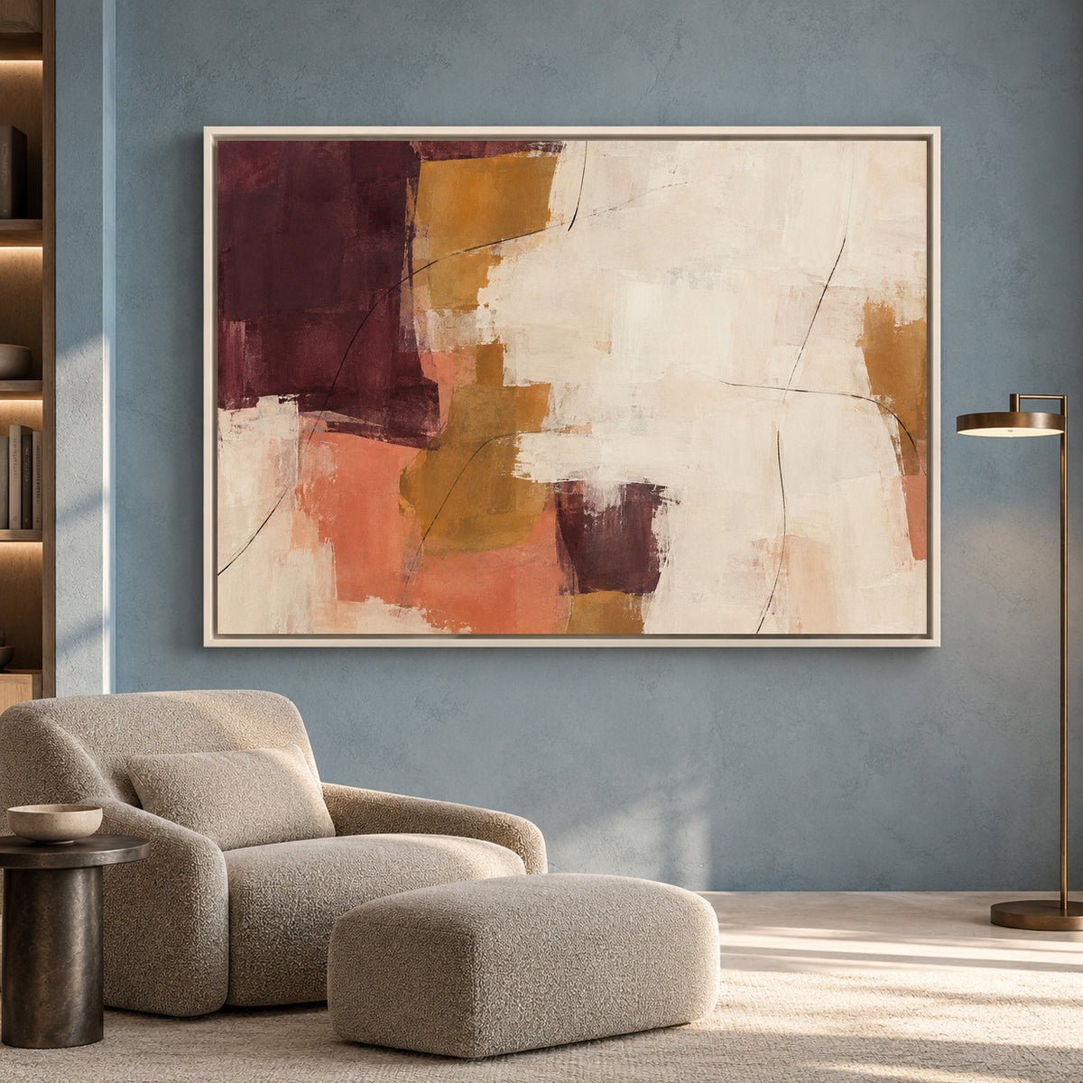 Burgundy and Terracotta Abstract Canvas Wall Art Modern Painting