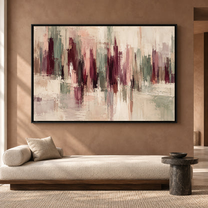 Modern Abstract Canvas Wall Art in Burgundy Blush and Sage