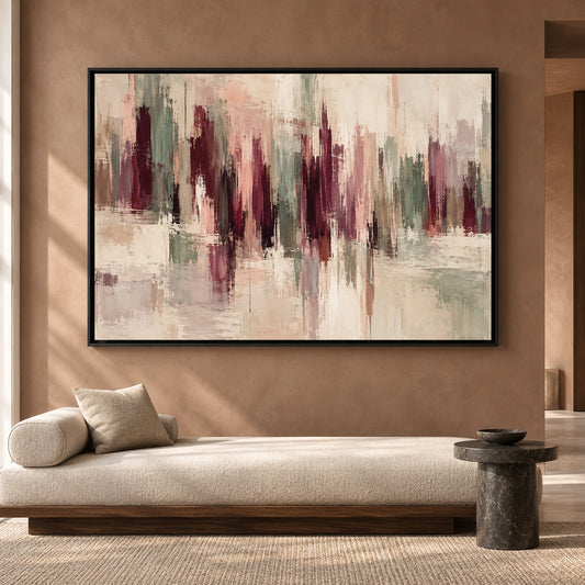 Modern Abstract Canvas Wall Art in Burgundy Blush and Sage