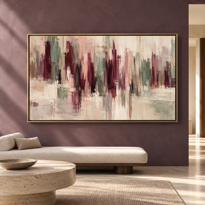 Modern Abstract Canvas Wall Art in Burgundy Blush and Sage