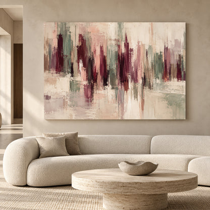 Modern Abstract Canvas Wall Art in Burgundy Blush and Sage