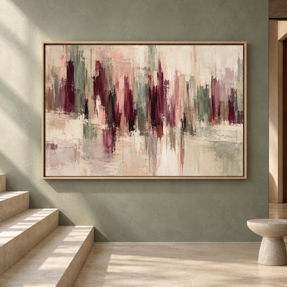 Modern Abstract Canvas Wall Art in Burgundy Blush and Sage