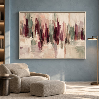 Modern Abstract Canvas Wall Art in Burgundy Blush and Sage