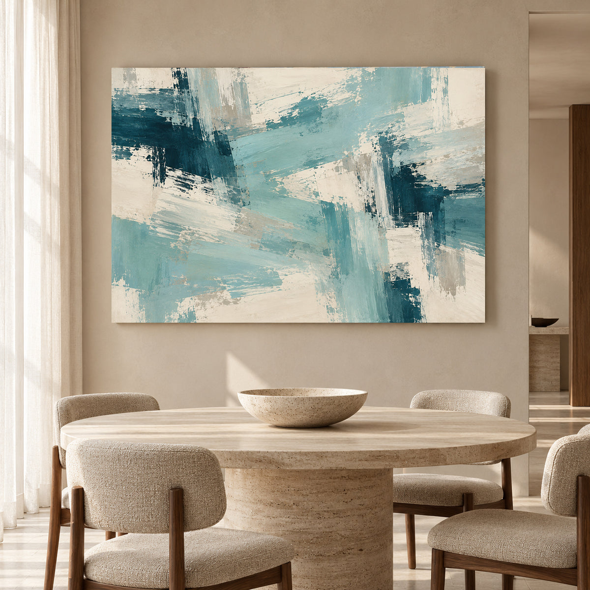 Blue Abstract Canvas Wall Art with Contemporary Elegance