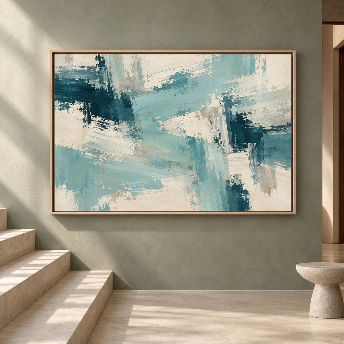 Blue Abstract Canvas Wall Art with Contemporary Elegance