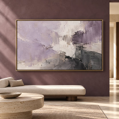 Lavender and Charcoal Abstract Canvas Wall Art for Modern Interiors