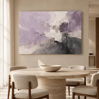Lavender and Charcoal Abstract Canvas Wall Art for Modern Interiors
