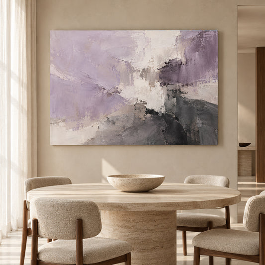 Lavender and Charcoal Abstract Canvas Wall Art for Modern Interiors