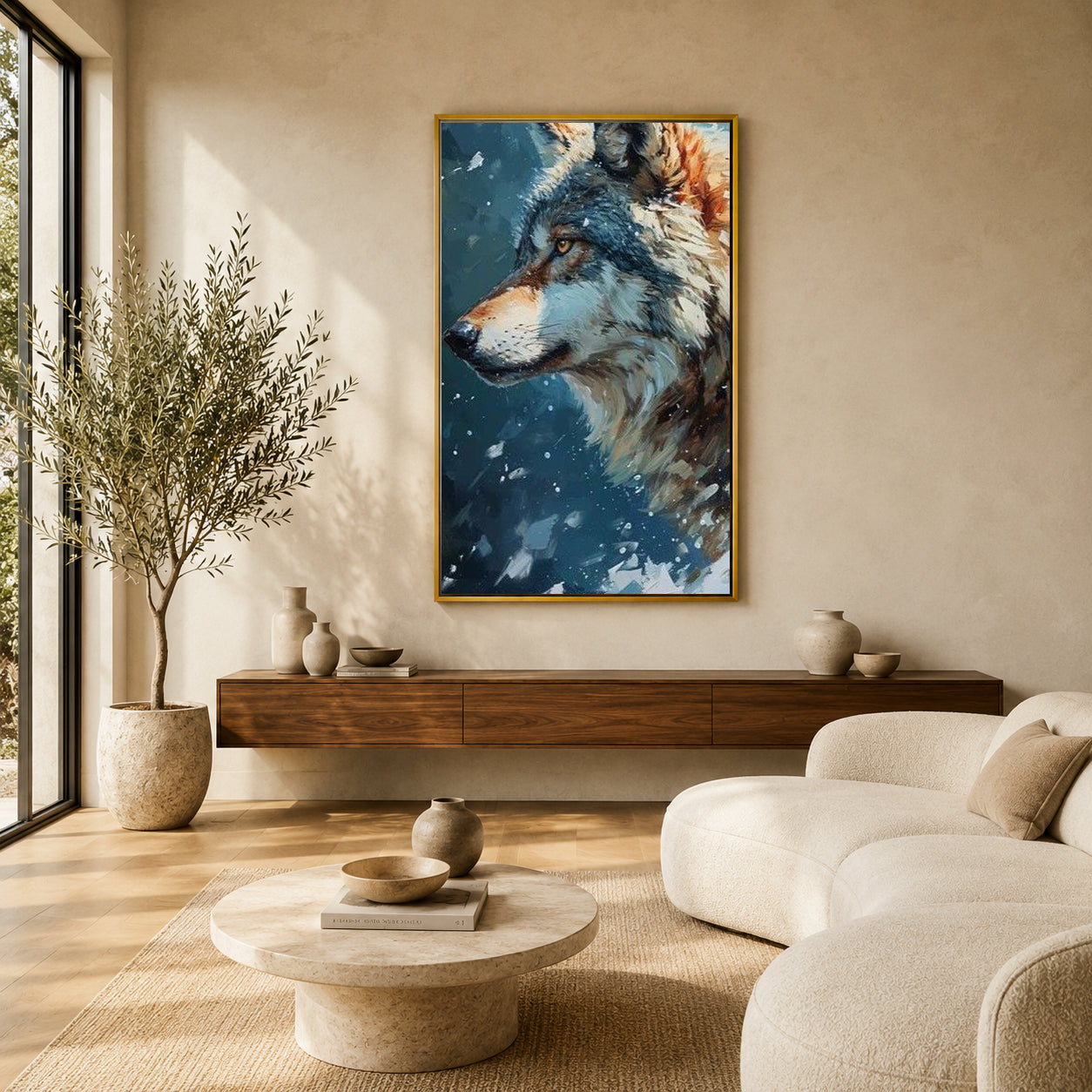 Majestic Wolf Canvas Wall Art | Winter Wolf Portrait Painting