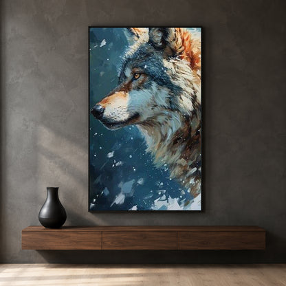 Majestic Wolf Canvas Wall Art | Winter Wolf Portrait Painting