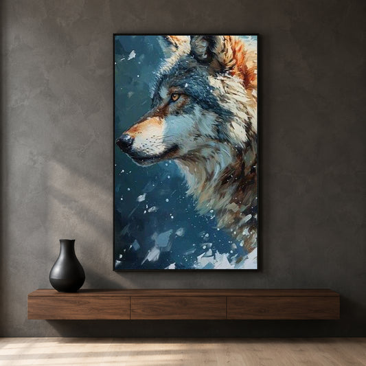 Majestic Wolf Canvas Wall Art | Winter Wolf Portrait Painting