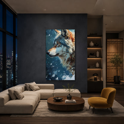 Majestic Wolf Canvas Wall Art | Winter Wolf Portrait Painting