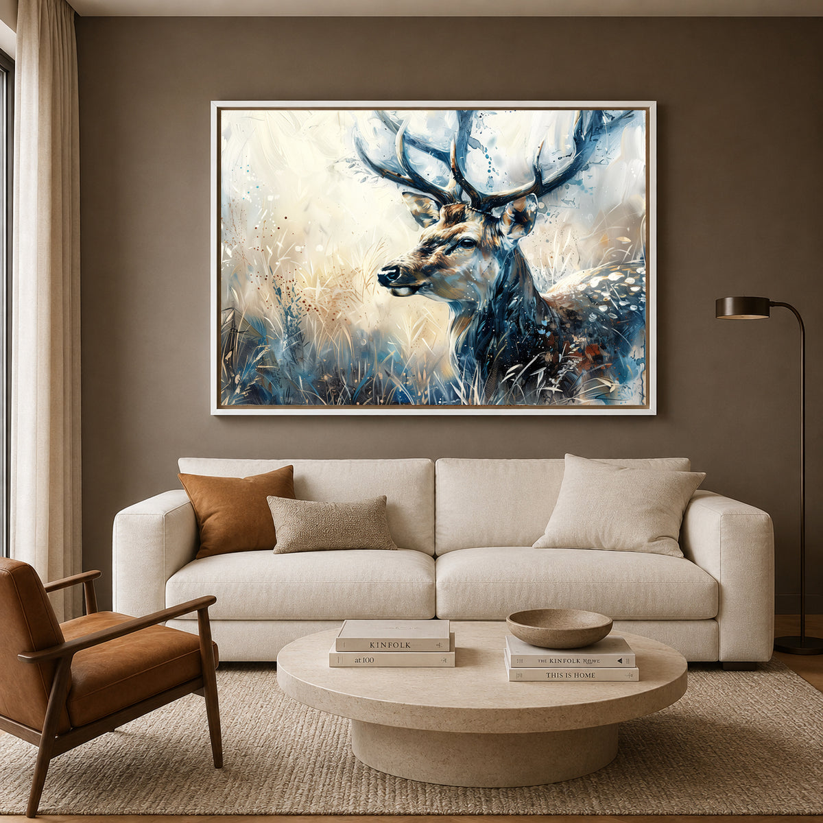 Majestic Deer Canvas Wall Art | Elegant Woodland Stag Landscape Painting