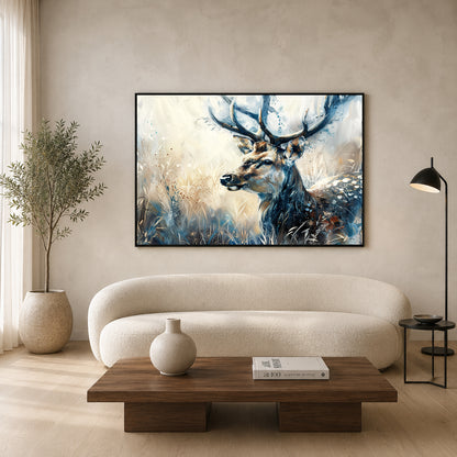 Majestic Deer Canvas Wall Art | Elegant Woodland Stag Landscape Painting