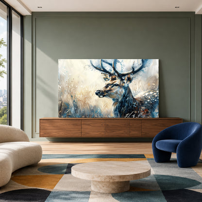 Majestic Deer Canvas Wall Art | Elegant Woodland Stag Landscape Painting