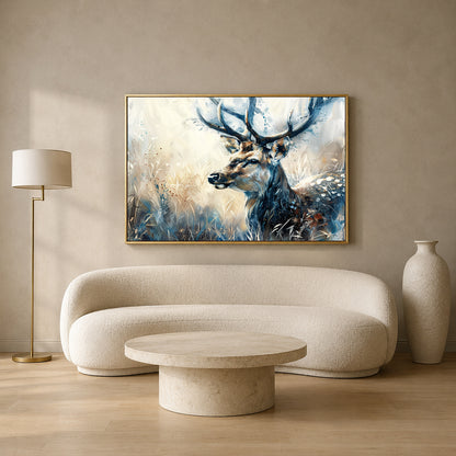 Majestic Deer Canvas Wall Art | Elegant Woodland Stag Landscape Painting