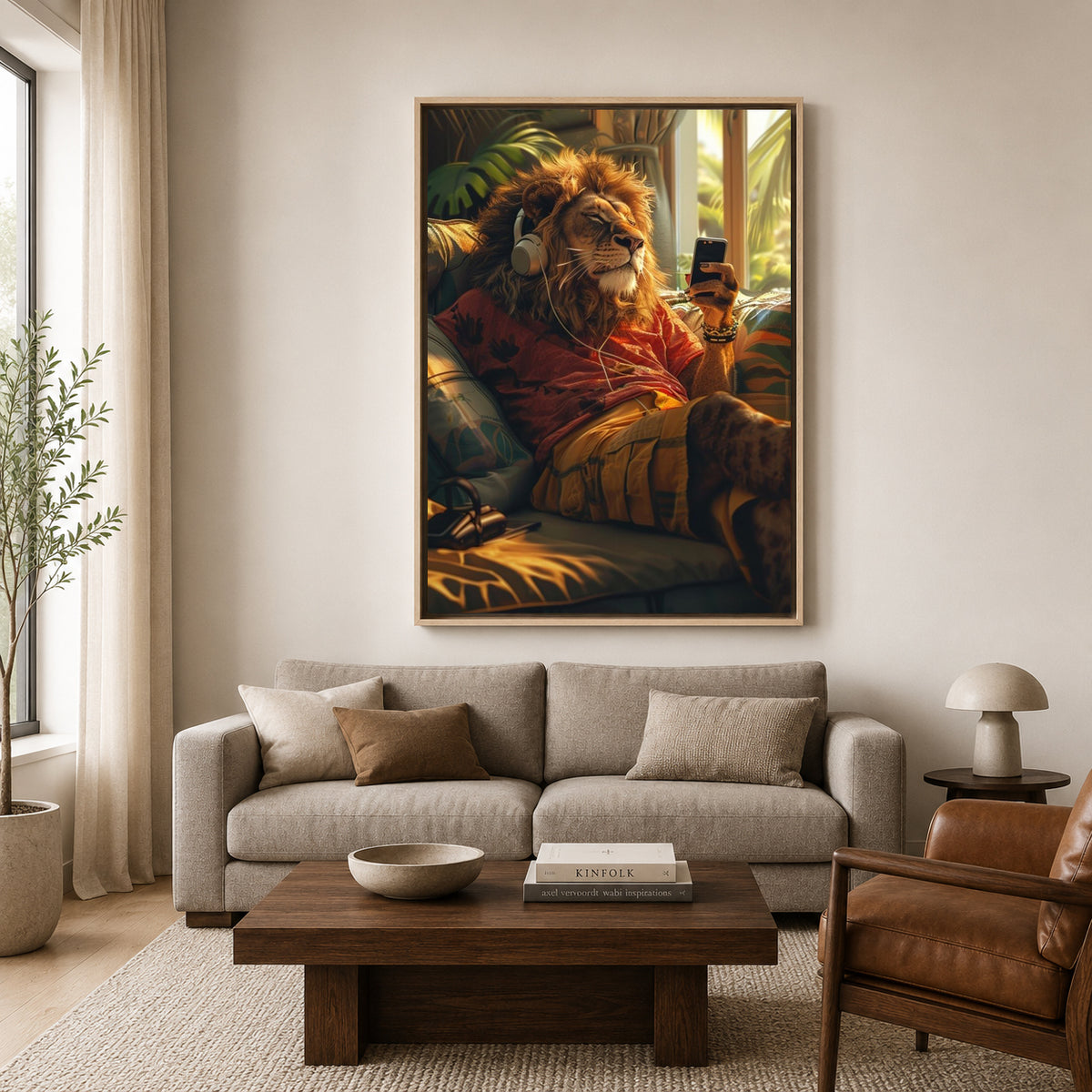 Chill Lion Canvas Wall Art | Modern Animal Canvas Wall Decor