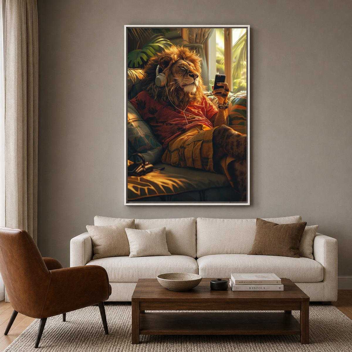 Chill Lion Canvas Wall Art | Modern Animal Canvas Wall Decor