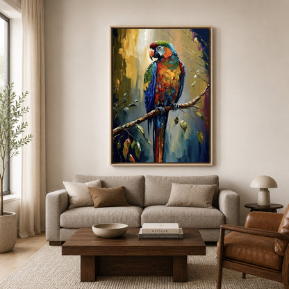Colorful Parrot Canvas Wall Art | Tropical Bird Canvas Wall Decor