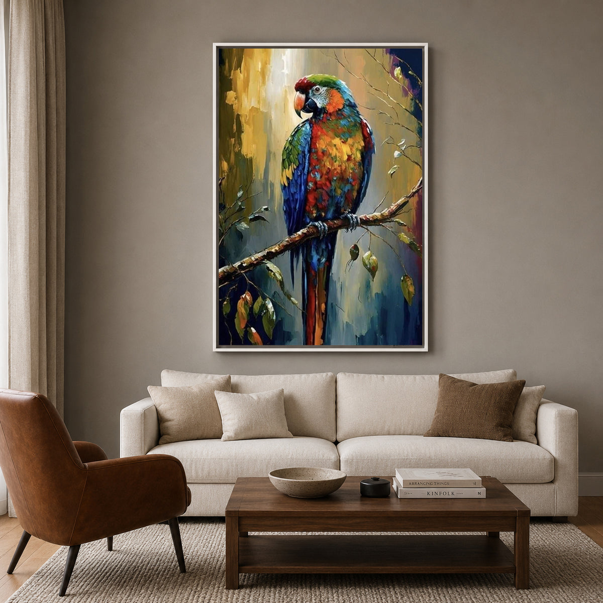 Colorful Parrot Canvas Wall Art | Tropical Bird Canvas Wall Decor