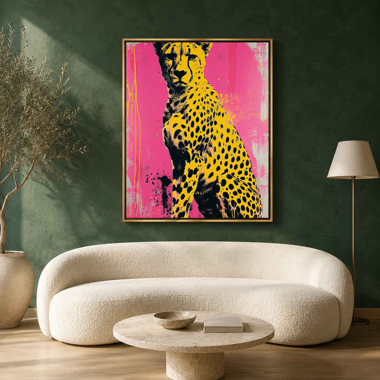 Pop Art Cheetah Canvas Wall Art | Pink Modern Animal Canvas Wall Decor