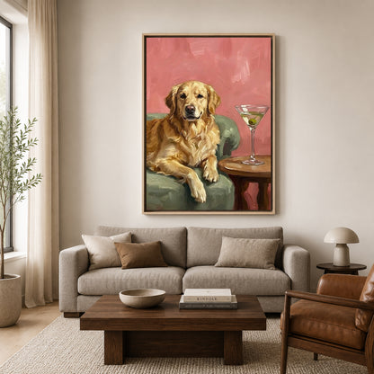 Golden Retriever Canvas Wall Art for Living Room | Elegant Dog Canvas Wall Decor