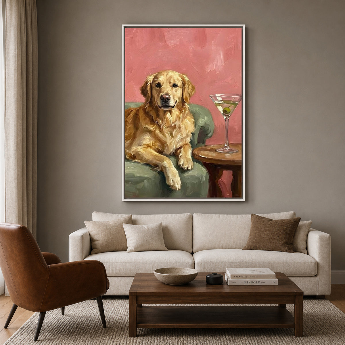 Golden Retriever Canvas Wall Art for Living Room | Elegant Dog Canvas Wall Decor