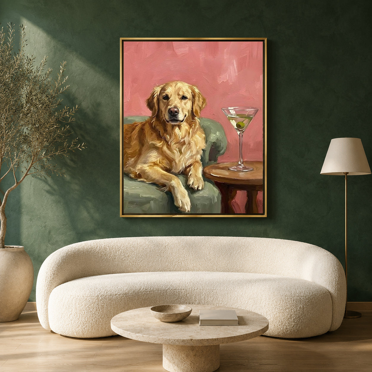 Golden Retriever Canvas Wall Art for Living Room | Elegant Dog Canvas Wall Decor