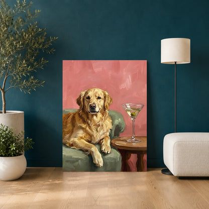 Golden Retriever Canvas Wall Art for Living Room | Elegant Dog Canvas Wall Decor